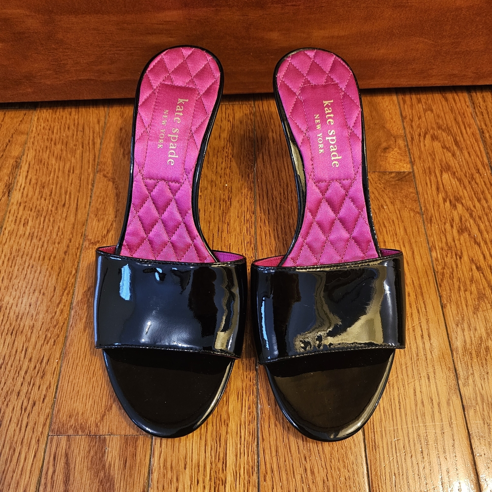 Kate Spade Black and Pink Mules with Quilted Design